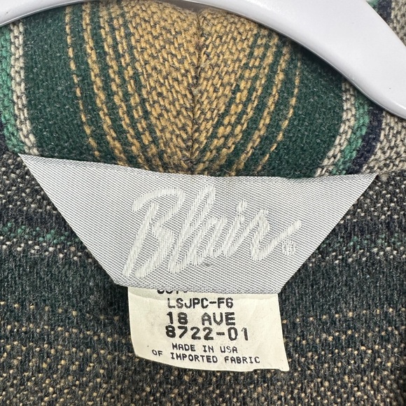 Blair green striped wool blend Aztec Western‎ Southwest blazer jacket sz 18 EUC - Picture 3 of 4